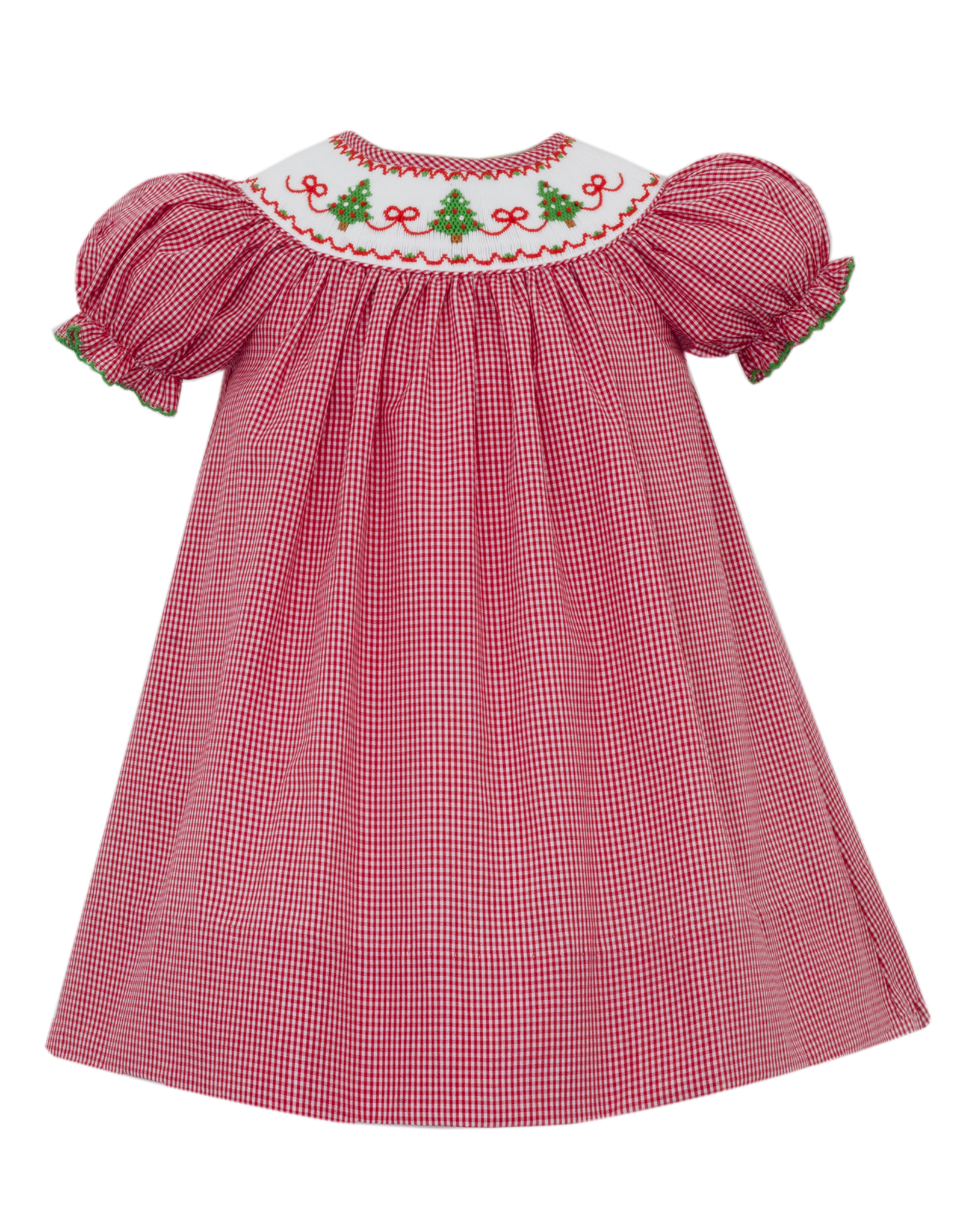 Petit Bebe 143R Trees Bows Smocked Bishop Dress