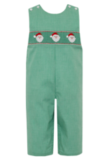 Petit Bebe 141K Green Santa Face Smocked Long Jon jon