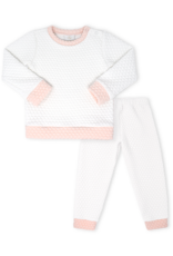 Lullaby Set Quilted Sweatsuit White/Pink