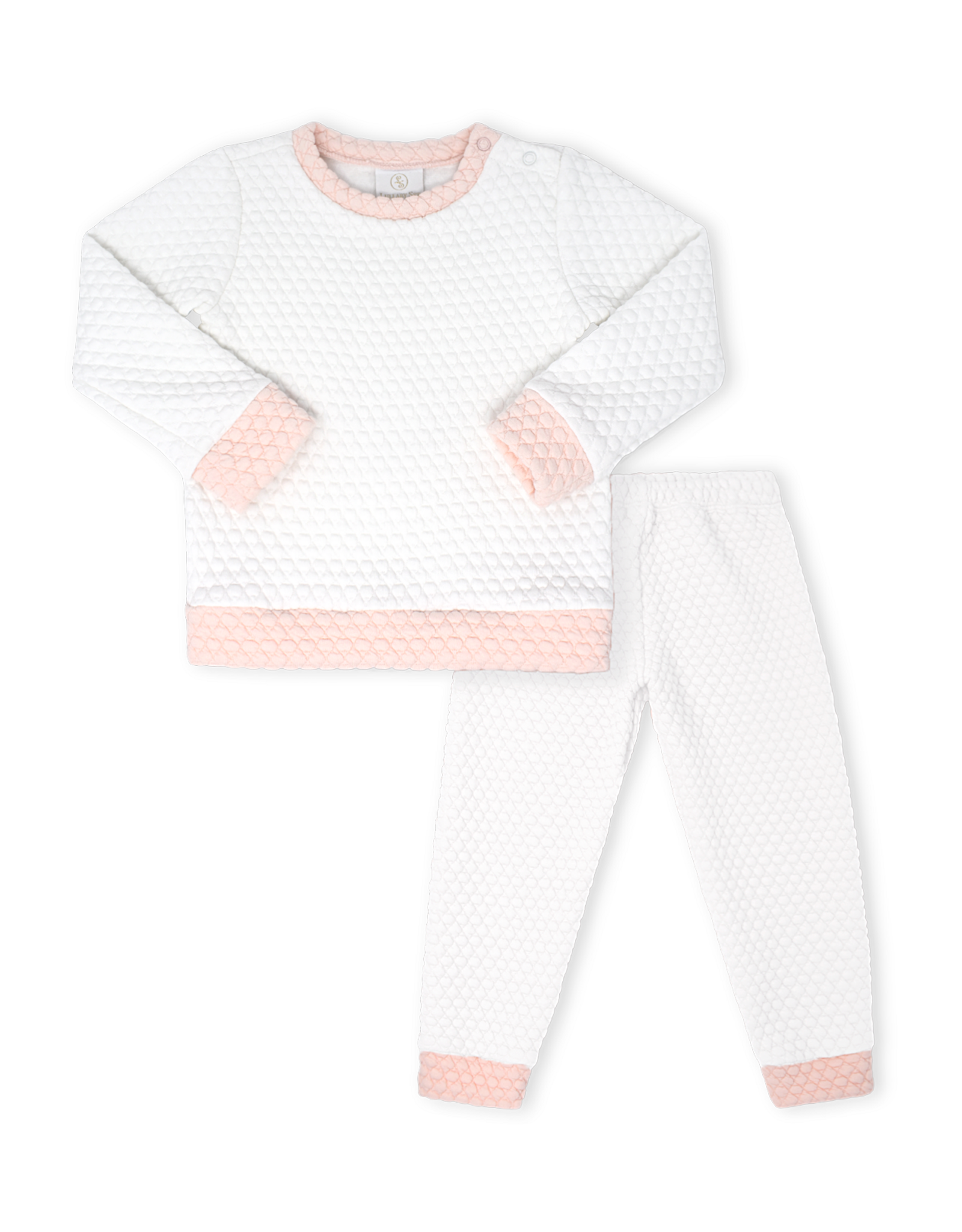 Lullaby Set Quilted Sweatsuit White/Pink