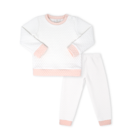 Lullaby Set Quilted Sweatsuit White/Pink