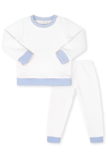Lullaby Set Quilted Sweatsuit White/Blue