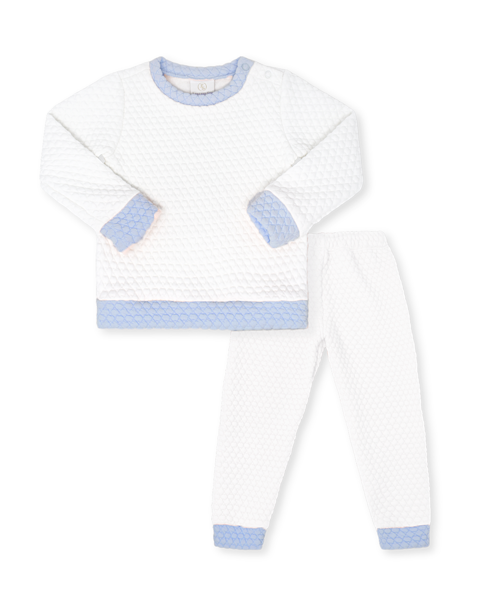 Lullaby Set Quilted Sweatsuit White/Blue