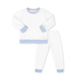Lullaby Set Quilted Sweatsuit White/Blue