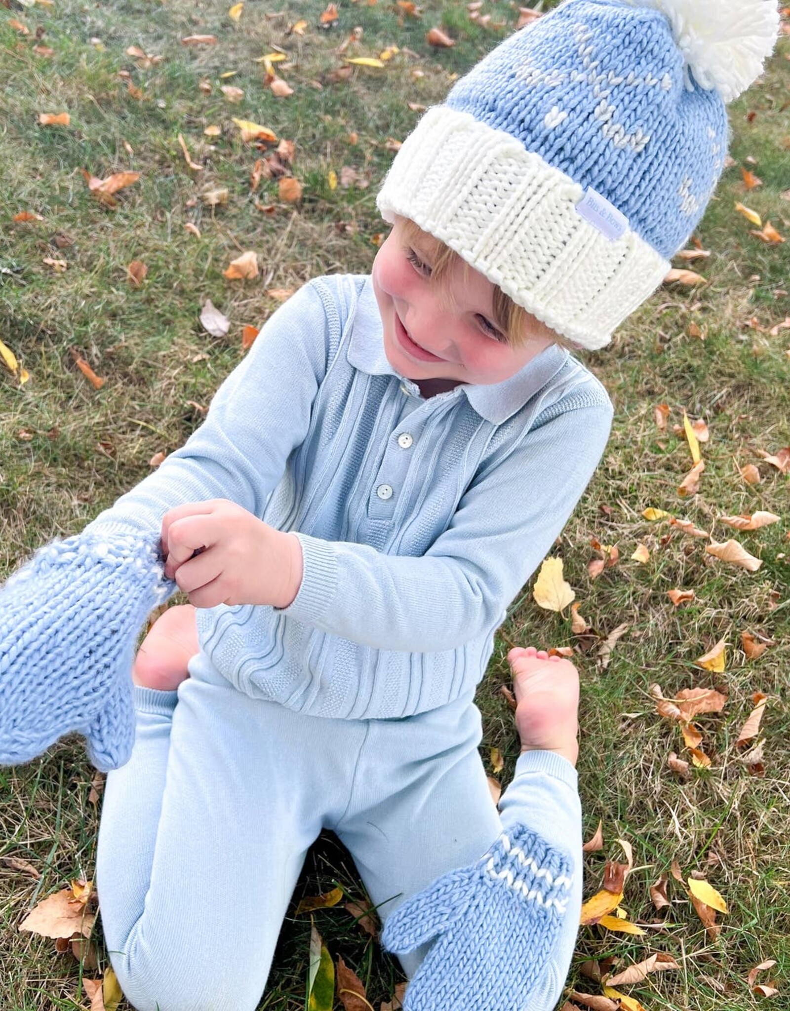 Bits & Bows BB Knit Mittens Light Blue