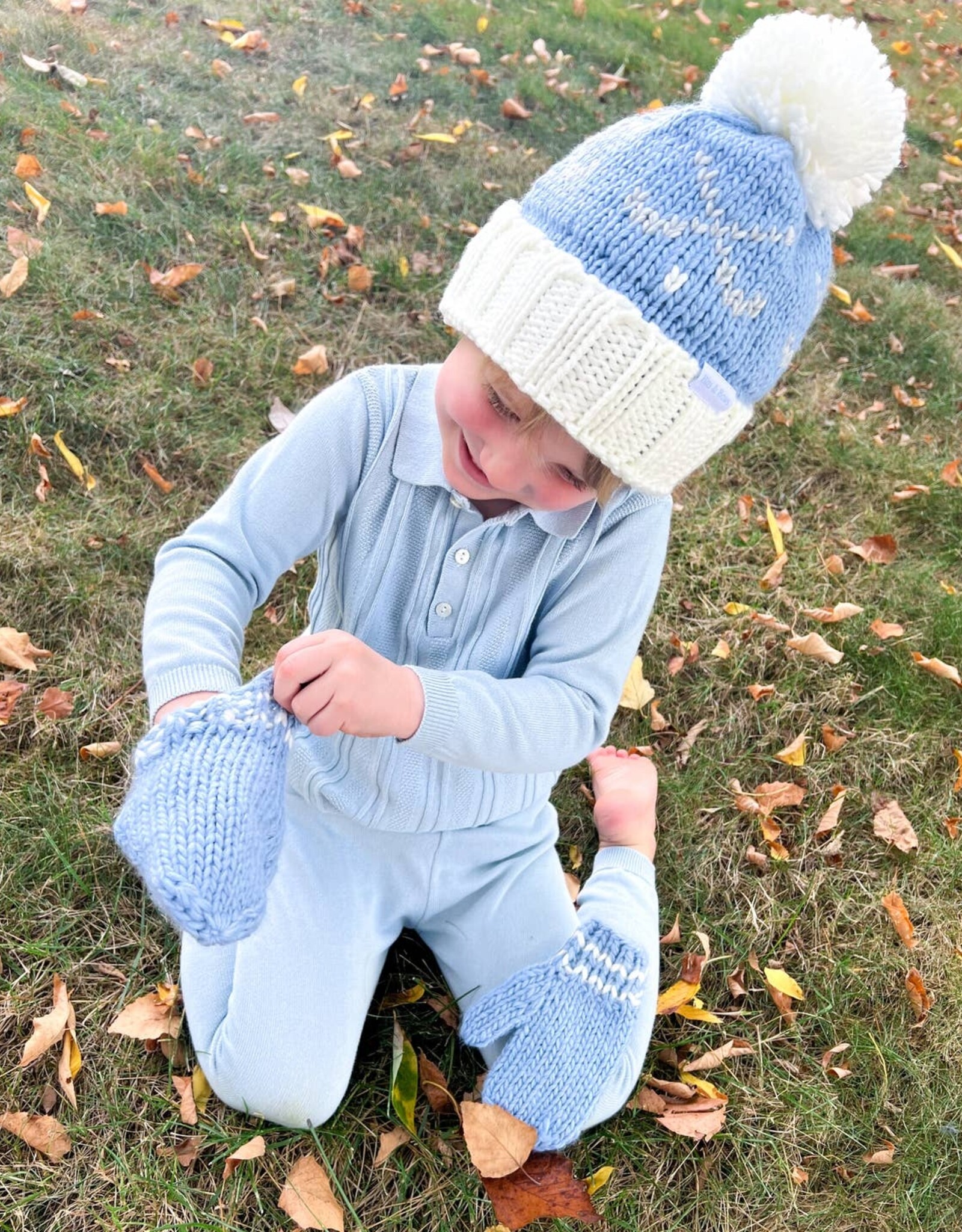 Bits & Bows BB Knit Mittens Light Blue