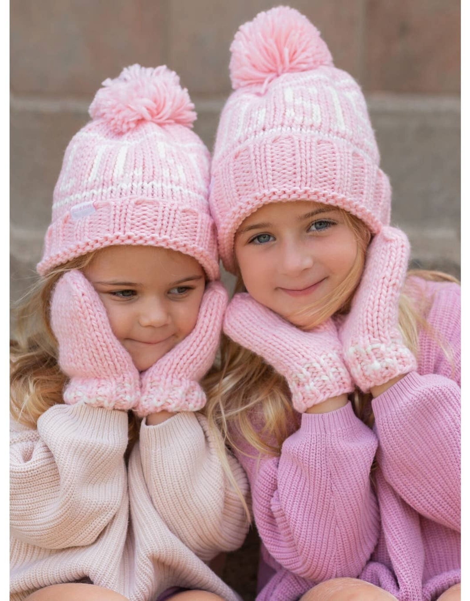 Bits & Bows BB Knit Mittens Pink