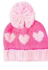 Bits & Bows BB Knit Hat Hearts Hot Pink
