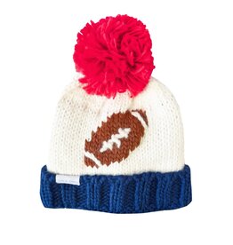 Bits & Bows Knit Hat Red/Navy Football