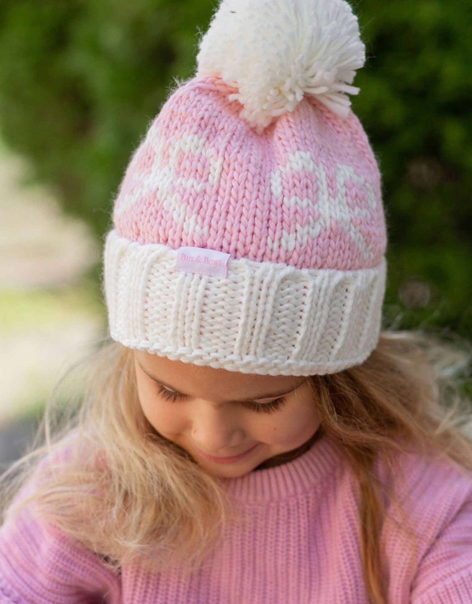 Bits & Bows BB Knit Hat Pink Bows