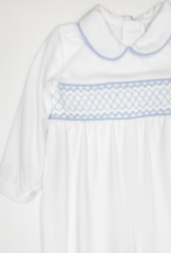 Baby Blessings BB1495 White/Blue Smocked Levi Romper