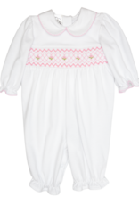 Baby Blessings BB1497 White/Pink Smocked Claire Romper