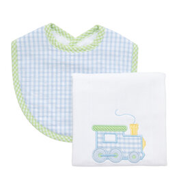 3 Marthas boxed burp/bib set Train