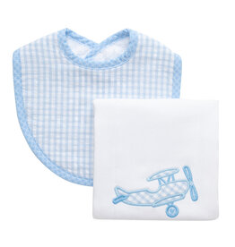 3 Marthas boxed burp/bib set plane