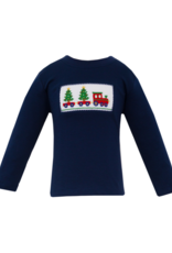 Anavini 321PL Christmas Tree Train Smocked Shirt