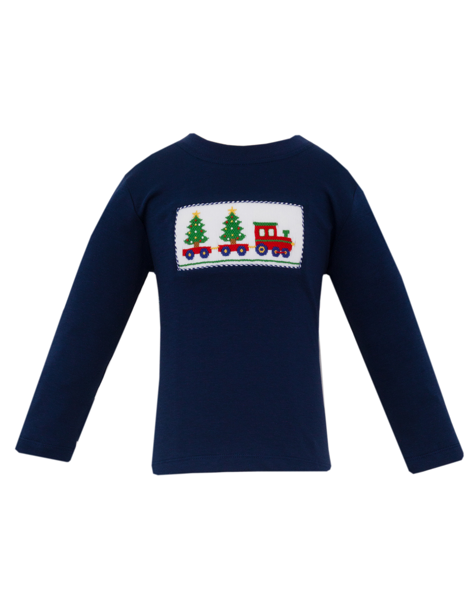 Anavini 321PL Christmas Tree Train Smocked Shirt