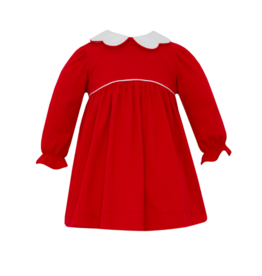 Petit Bebe Red Knit Collared Waist Dress