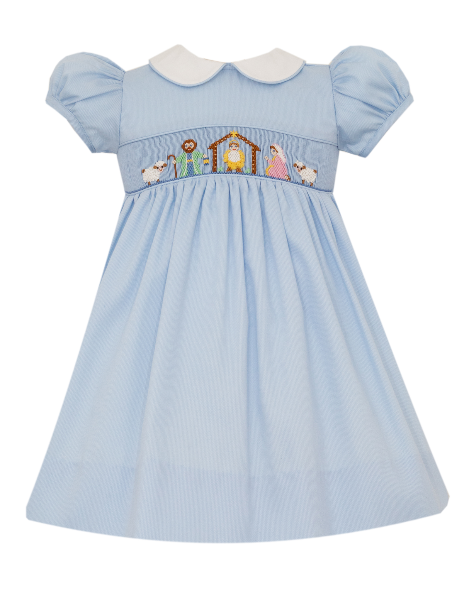 Petit Bebe 142D Nativity Smocked Waist Dress