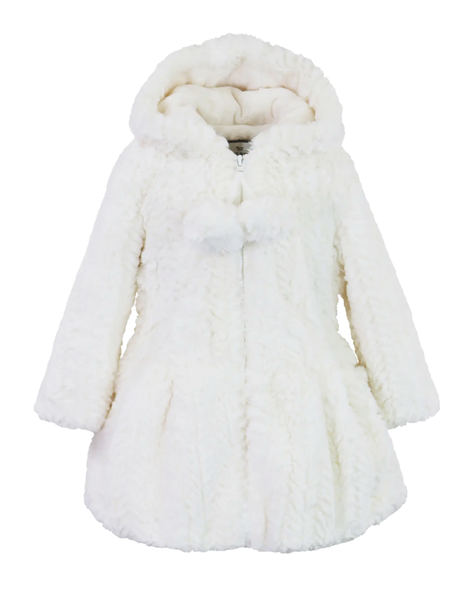 Widgeon 3632T Hooded Zip Pom Pom Coat Ivory