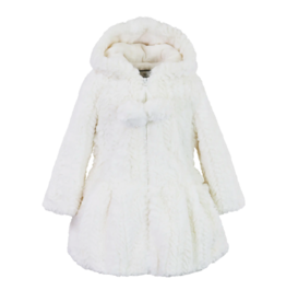 Widgeon Hooded Zip Pom Pom Coat Ivory