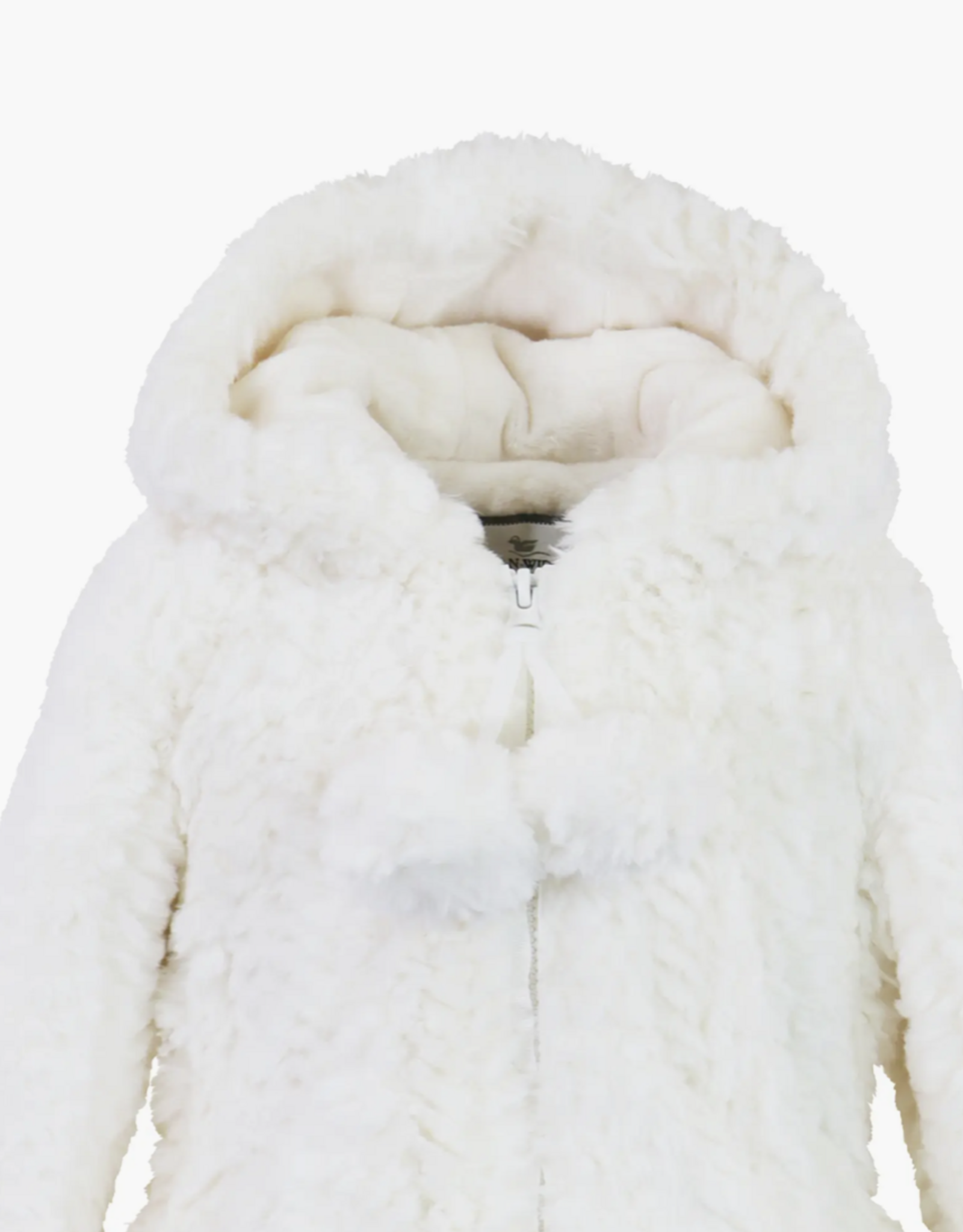 Widgeon 3632T Hooded Zip Pom Pom Coat Ivory