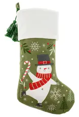 Stephen Joseph SJ Embroidered Christmas Stocking Green Snowman