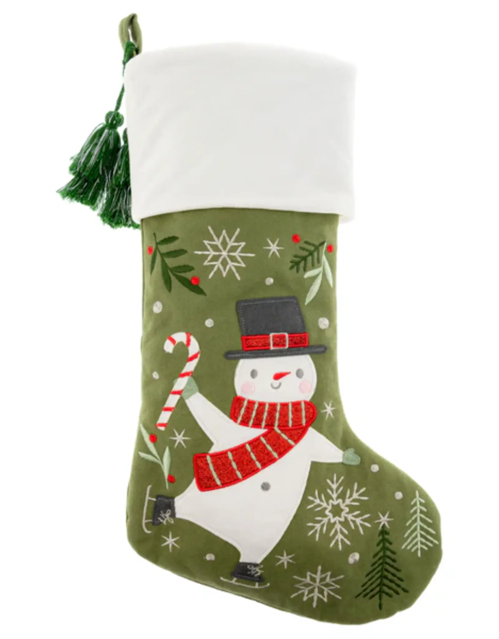 Stephen Joseph SJ Embroidered Christmas Stocking Green Snowman
