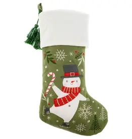 Stephen Joseph Embroidered Christmas Stocking Green Snowman