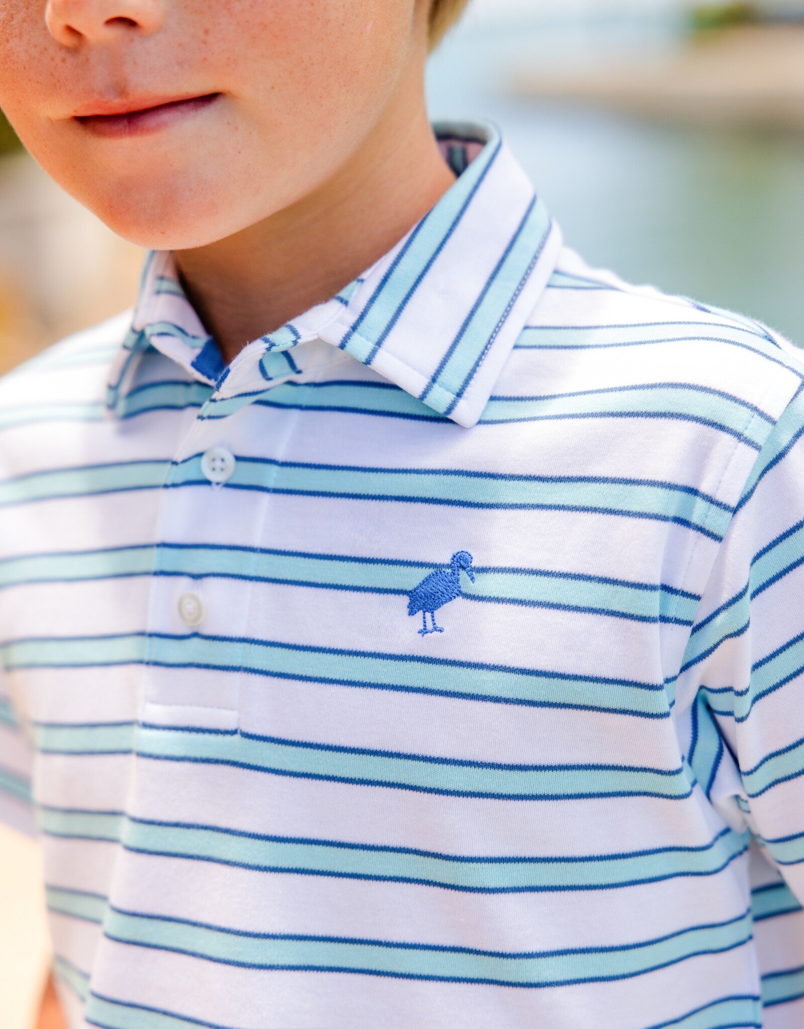 TBBC Prim Proper Polo White/Bellhaven Blue/Wood Boat Blue Stripe