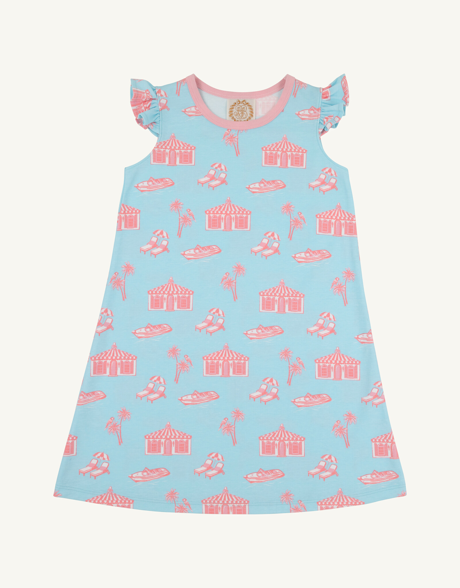 TBBC Angel Sleeve Polly Play Dress Parrot Cay Canopy/Sandpearl Pink