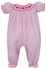 Petit Bebe 148F Heart Bow Smocked Long Bubble