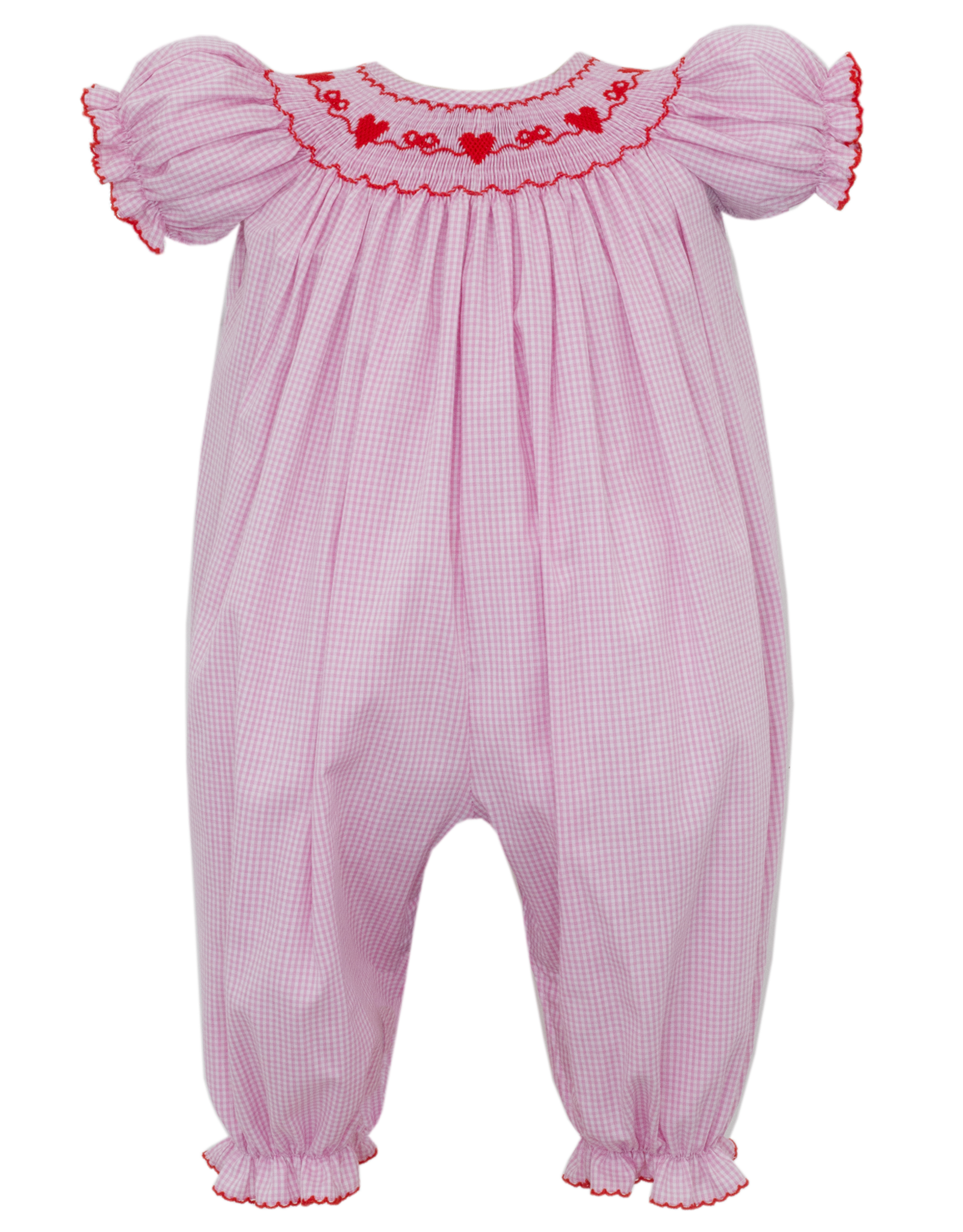 Petit Bebe 148F Heart Bow Smocked Long Bubble