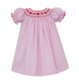 Petit Bebe Heart Bow Smocked Bishop Dress