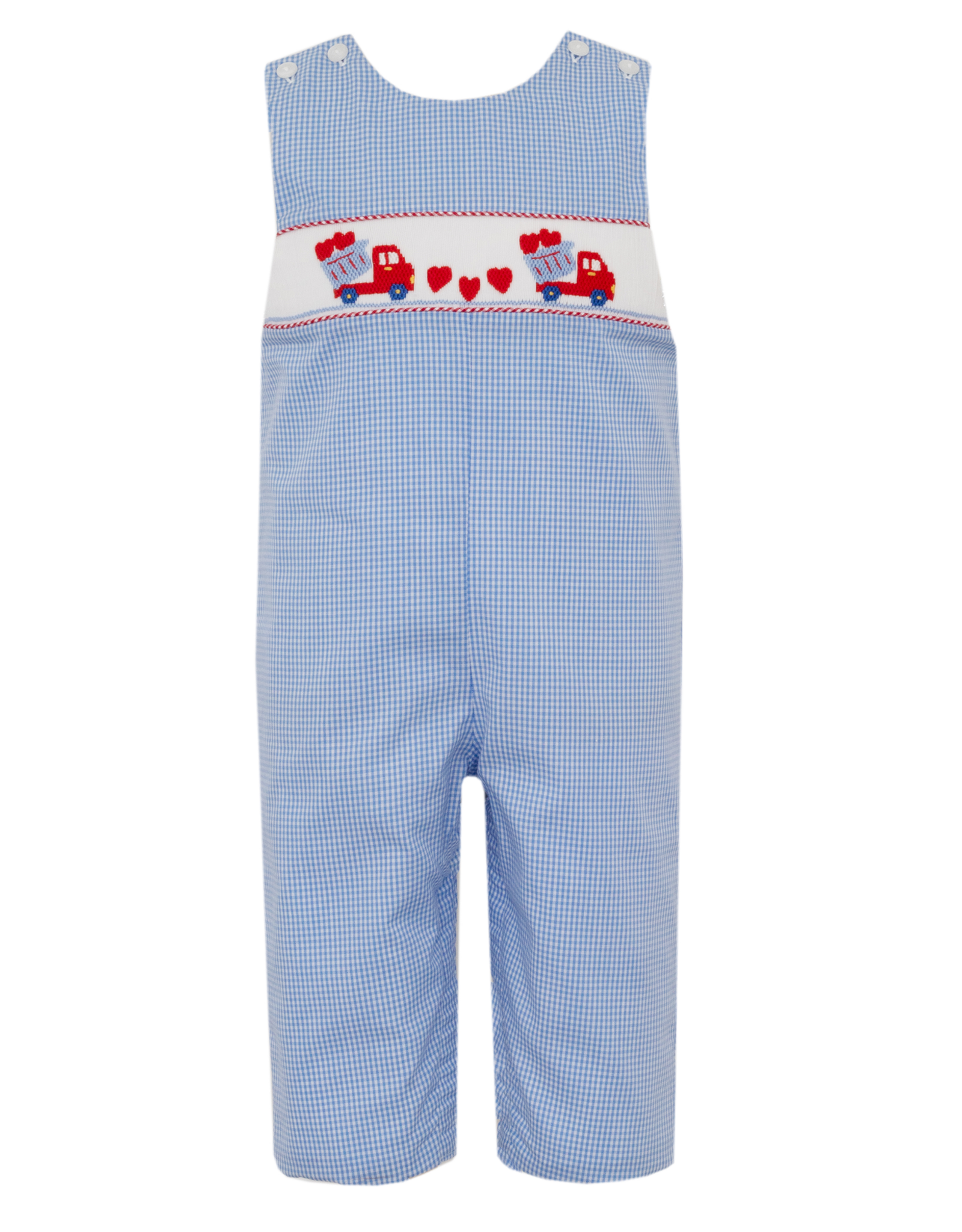 Petit Bebe 148K Valentine Truck Smocked Long Jon Jon