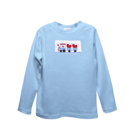 Vive la Fete Blue Valentine Train Smocked Shirt