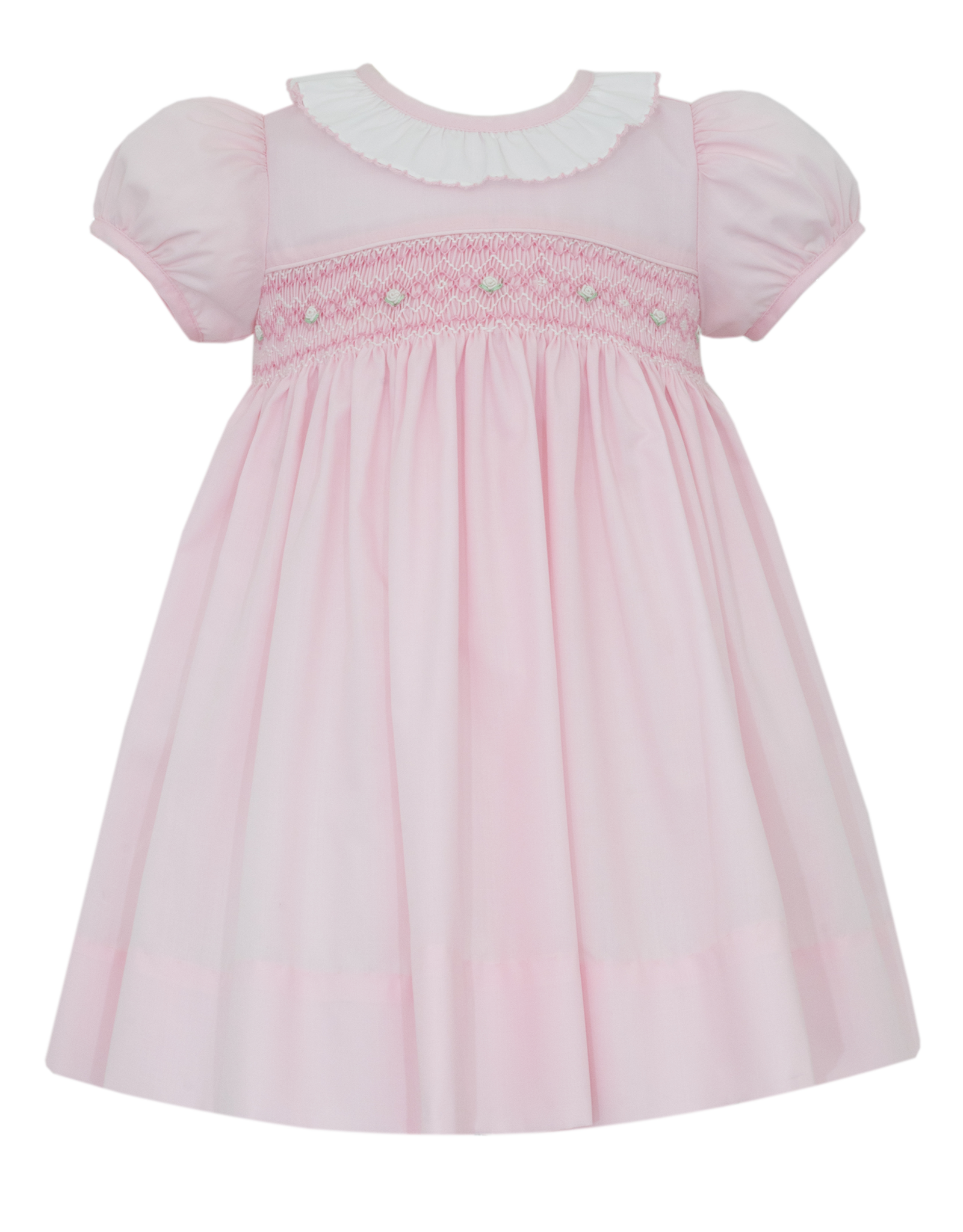 Petit Bebe 104D Mila Pink Poplin Smocked Waist Dress