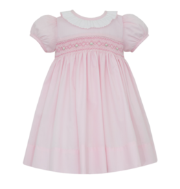 Petit Bebe Mila Pink Poplin Smocked Waist Dress