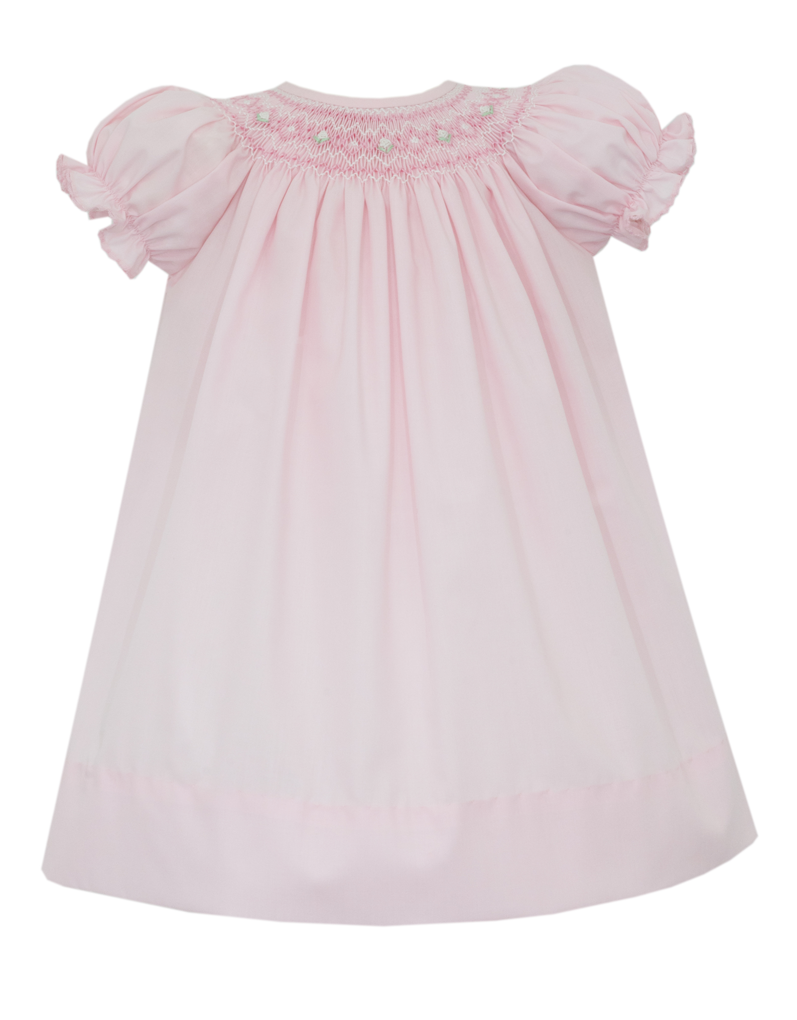 Petit Bebe 104A Mila Pink Poplin Smocked Bishop Dress