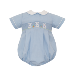 Petit Bebe Bunnies Blue Smocked Bubble