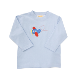 Luigi Long Sleeve Shirt Sky Blue Plane Heart