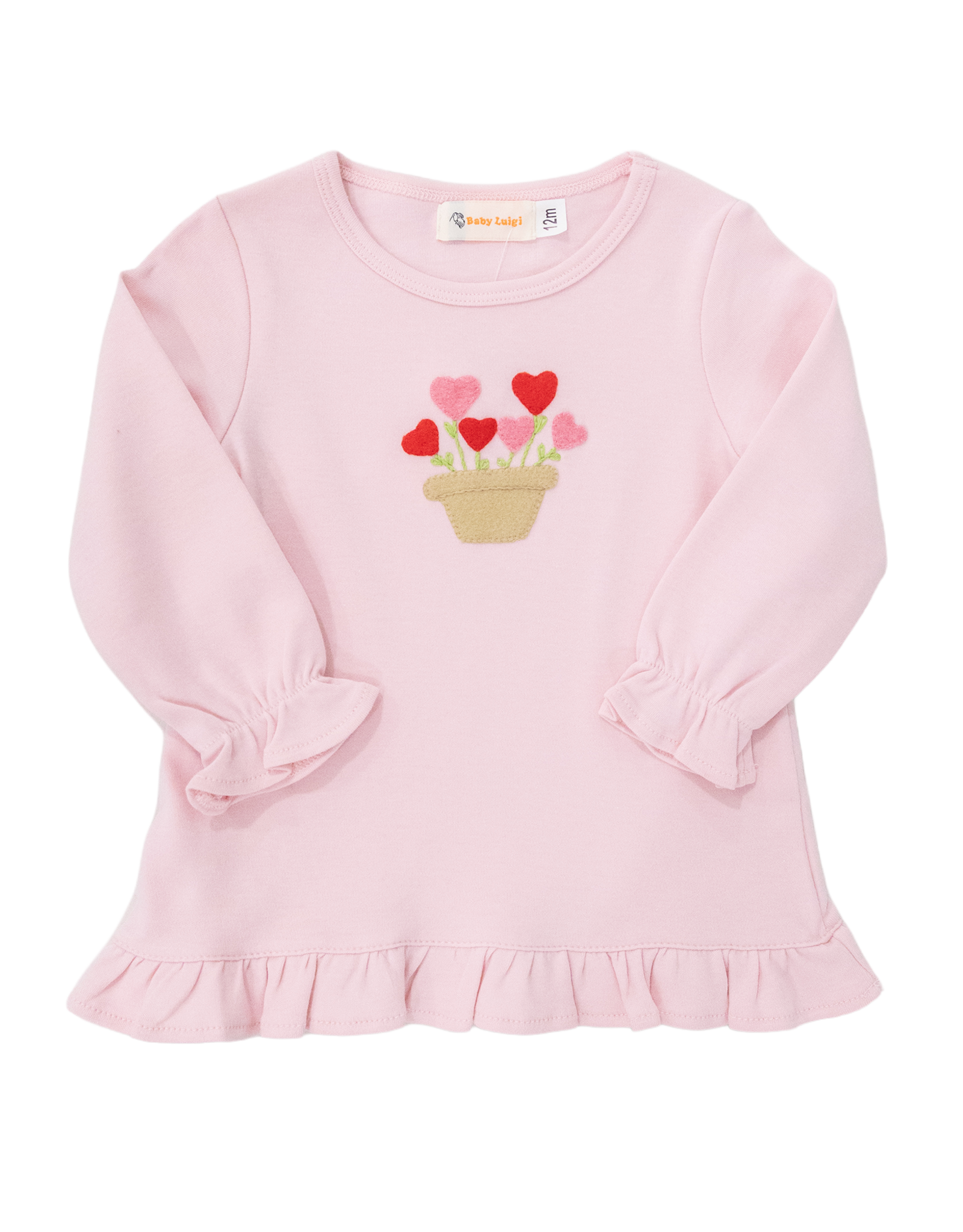 Luigi S26 Ruffle Shirt Pink Heart Flowers