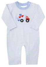 The Smiley Crab S26 Romper Sky Stripe Dump Truck Hearts