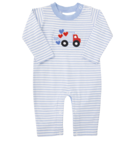 The Smiley Crab Romper Sky Stripe Dump Truck Hearts