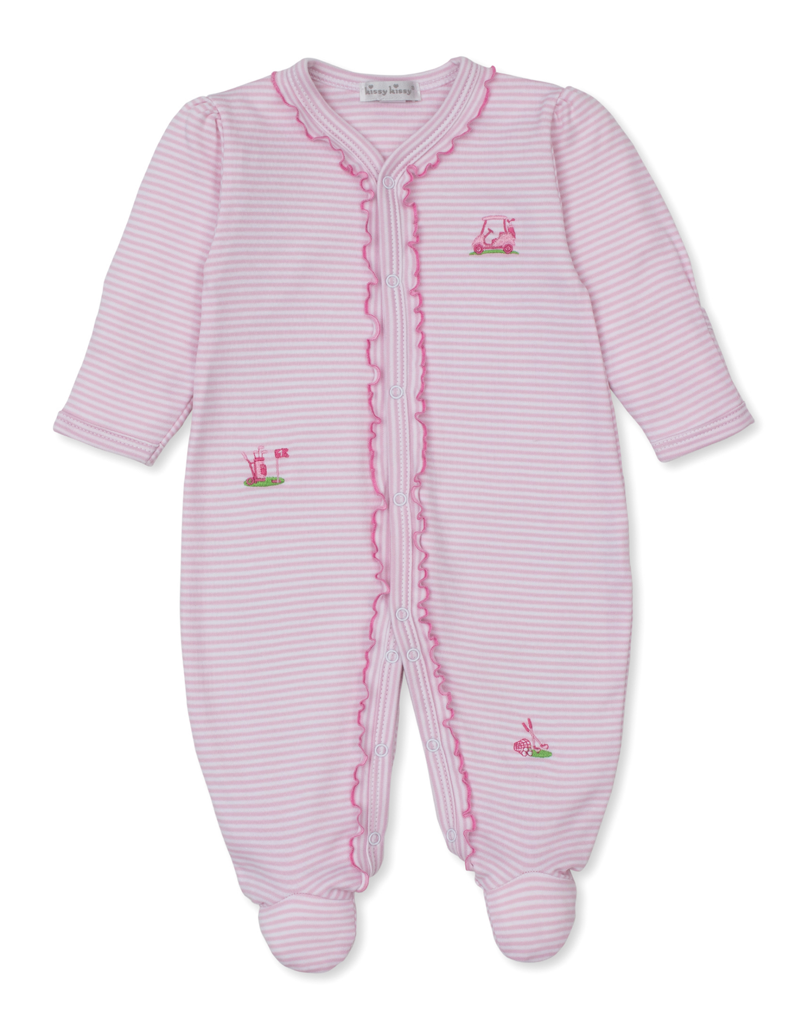 Kissy Kissy Golf Championship Stripe Footie Pink