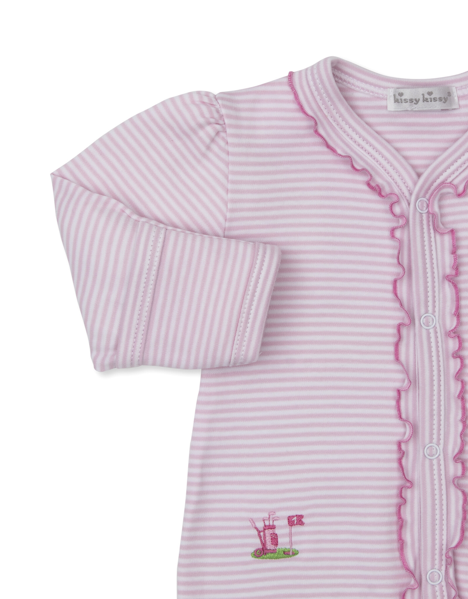 Kissy Kissy Golf Championship Stripe Footie Pink