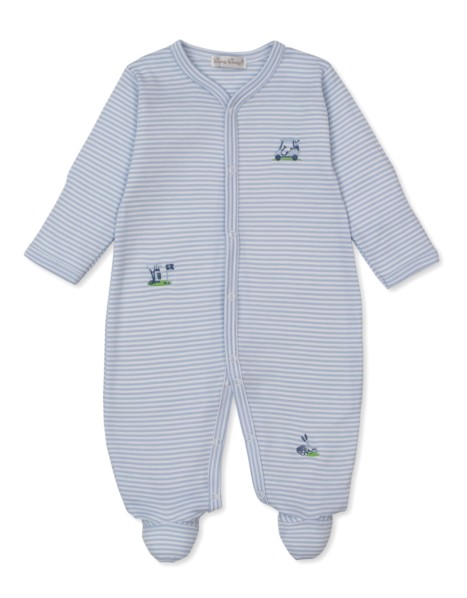 Kissy Kissy Golf Championship Stripe Footie Blue