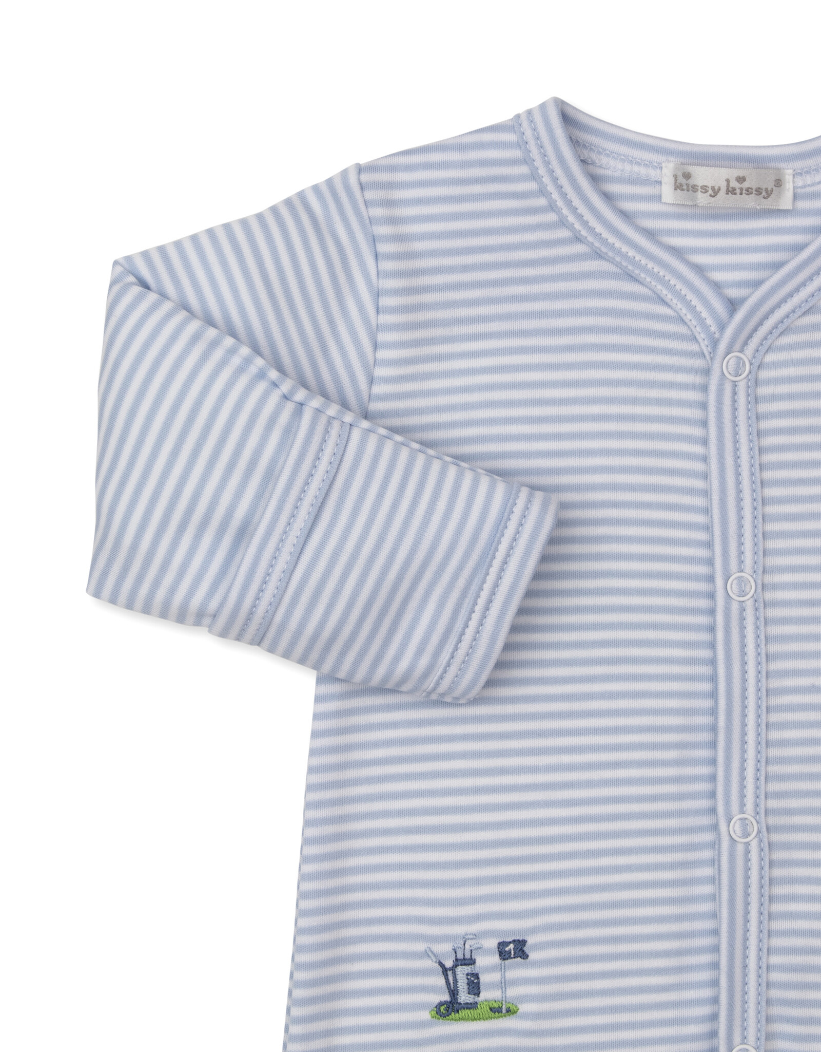 Kissy Kissy Golf Championship Stripe Footie Blue