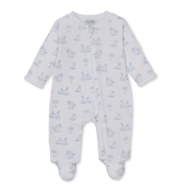 Kissy Kissy Springtime Bunny Fun Zip Footie Blue