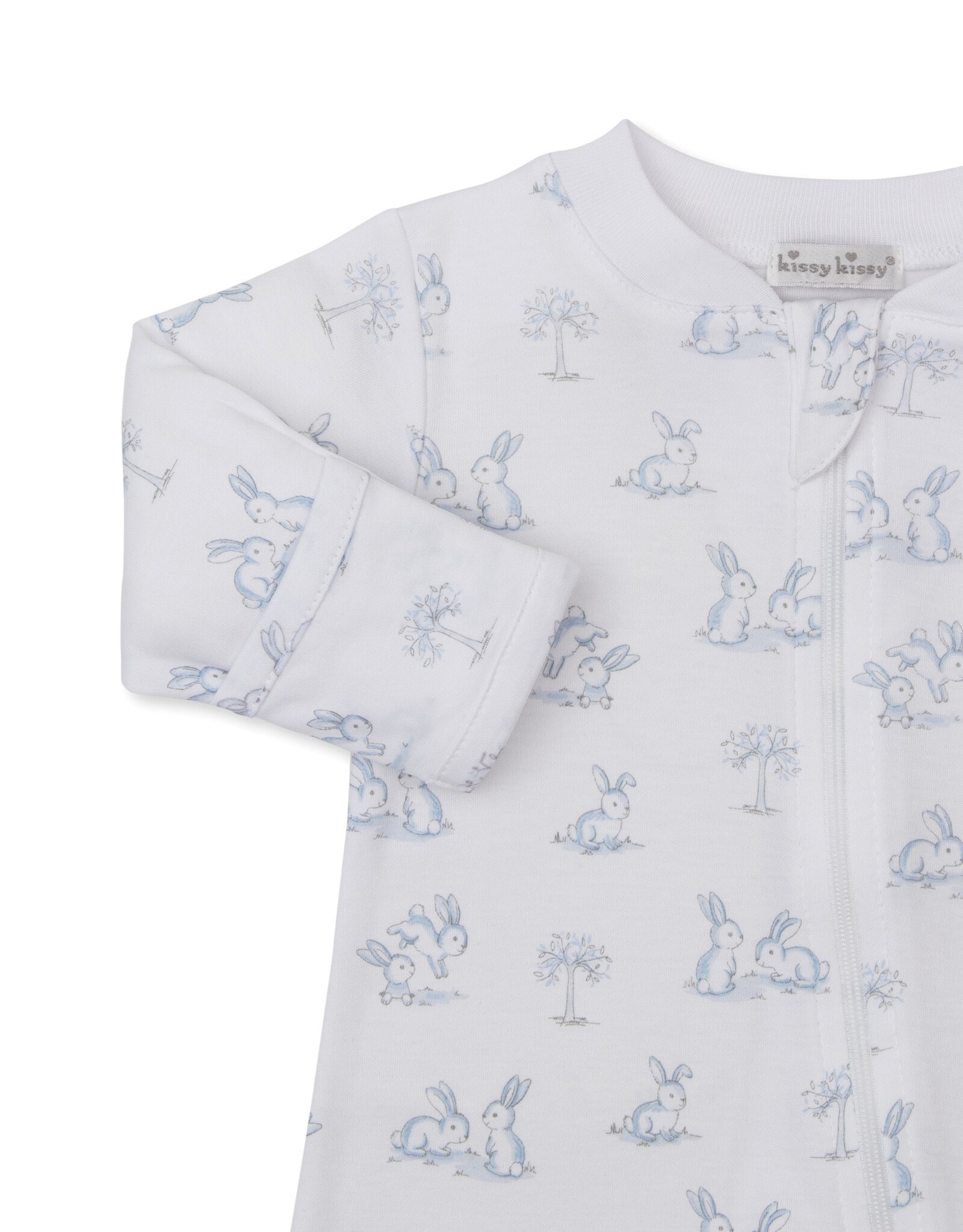 Kissy Kissy Springtime Bunny Fun Zip Footie Blue