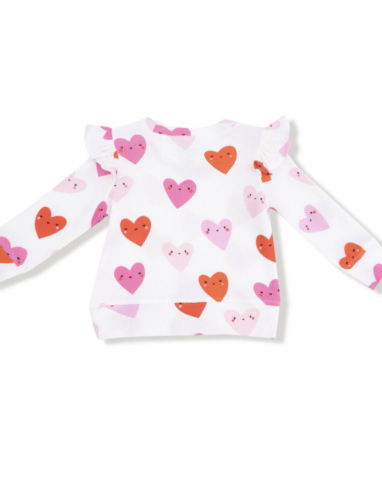 Angel Dear ADS26 Ruffle Sleeve Waffle Top Happy Hearts